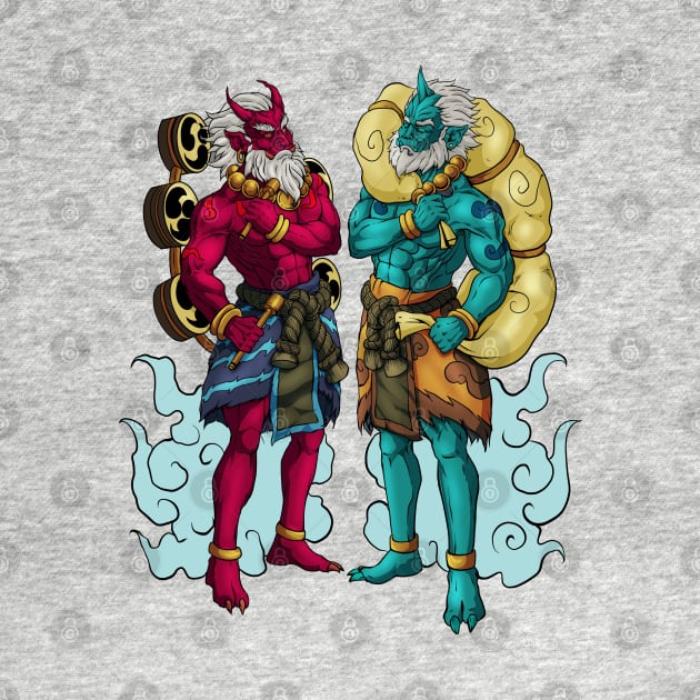 Japanese Gods Fujin and Raijin by Modern Medieval Design